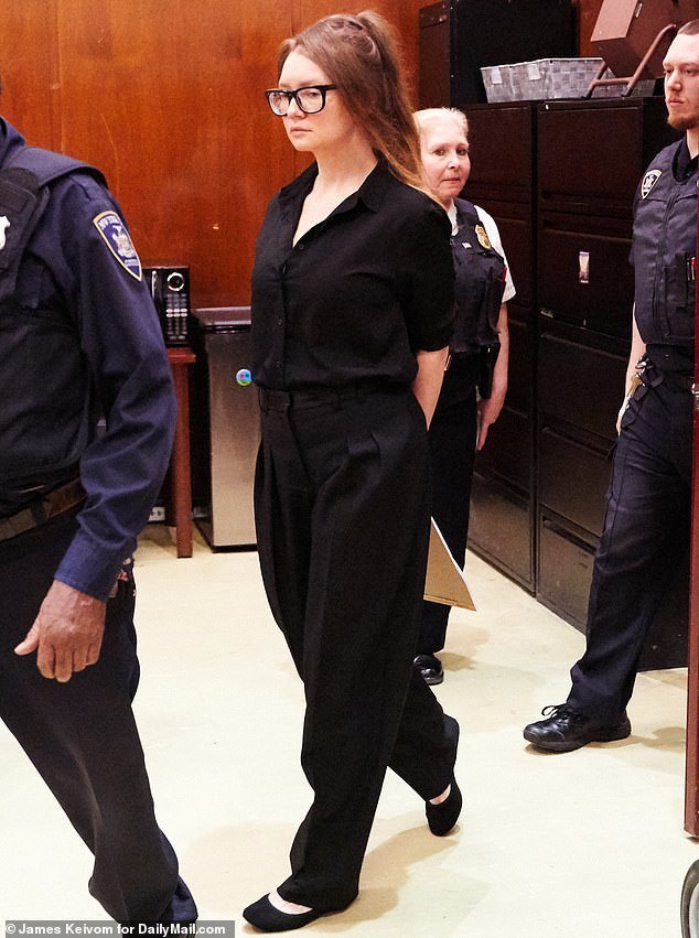 APRIL 1: Sorokin recycled her Victoria Beckham pants during the second week her trial