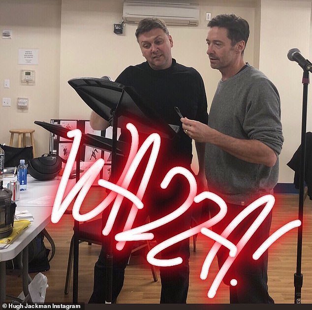 It's getting close to curtain call! Hugh Jackman looks exhausted in a behind-the-scenes photo of rehearsals for his upcoming world tour of The Man. The Music. The Show