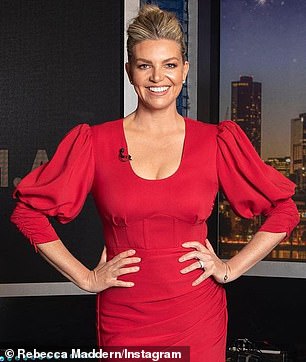 News team: According to the publication, redesigns and small changes are being made to the Melbourne studio and news desk to accommodate for a two-person news team. Pictured left is Rebecca and right is Mike