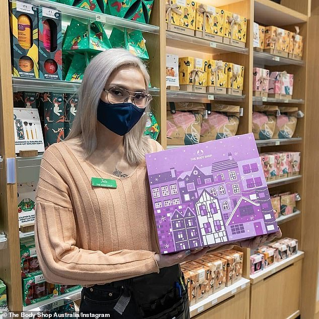 The brand instead asks three questions of their potential employees: can you legally work in Australia, lift 11kg and work eight hours and work with customers (pictured, one of the company's young workers)