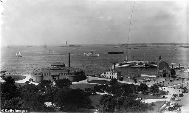 Battery Park as it was in 1895. Missing is the manmade installment of Battery Park City, which would not be constructed for nearly another century