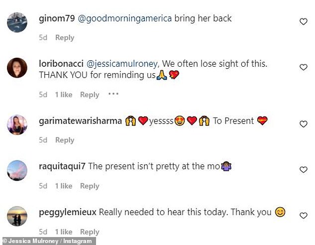 The post racked up 7,000 likes among her 413,000 followers, with one follower commenting: '@goodmorningamerica bring her back'