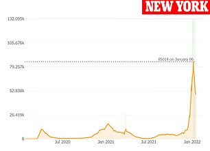 In New York, where Omicron hit first, cases have dropped from a record high of 85,014 new infections on January 6, to 48,712 diagnoses on January 16