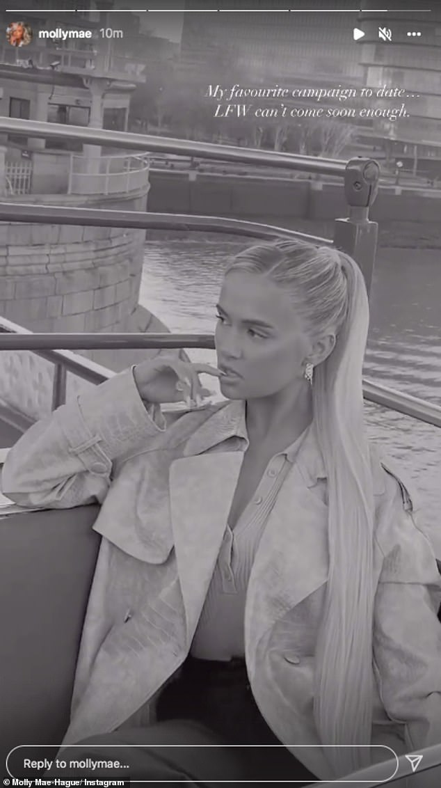 Yay! She also took to her Instagram Story to share another sultry picture and wrote in the caption: 'My favourite campaign to date... LFW can't come soon enough'