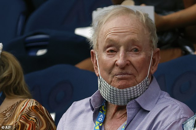 Ash Barty paid tribute to Australian tennis legend Rod Laver (pictured on Sunday) following her fourth round win on the centre court named in his honour