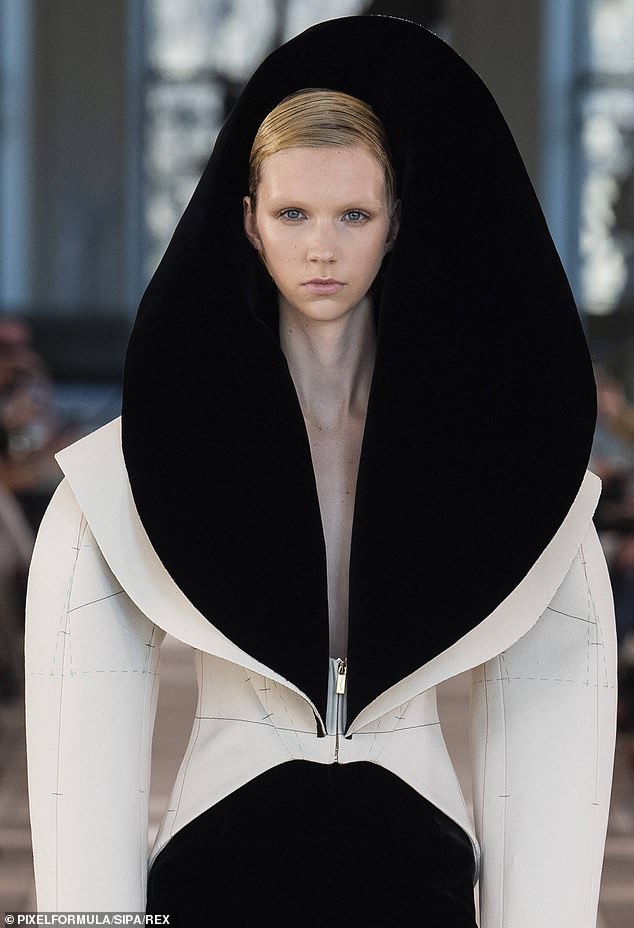 The Italian brand turned heads when presenting its Haute Couture Spring/Summer 2022 show at Petit Palais in musée des Beaux-arts de la Ville de Parison on Monday (pictured)