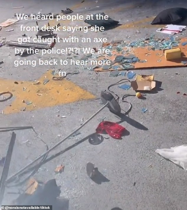 In a third video, Nora claimed that someone at the front desk told her that the woman later got caught chasing the man with an axe, and that the police had to get involved in the end