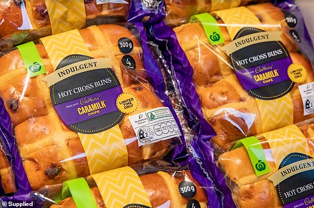 It follows after Woolworths launched limited-edition Caramilk hot cross buns in late December last year (pictured)