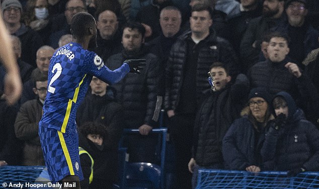 Antonio Rudiger also had a missile thrown his way as Chelsea played Tottenham on Sunday