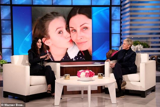 Her mini me: Ellen noted Courteney and Cox have their birthdays two days apart. And Courteney said that Coco does not like that their birthdays are so close, especially one year when Courteney threw her birthday party on Coco's day