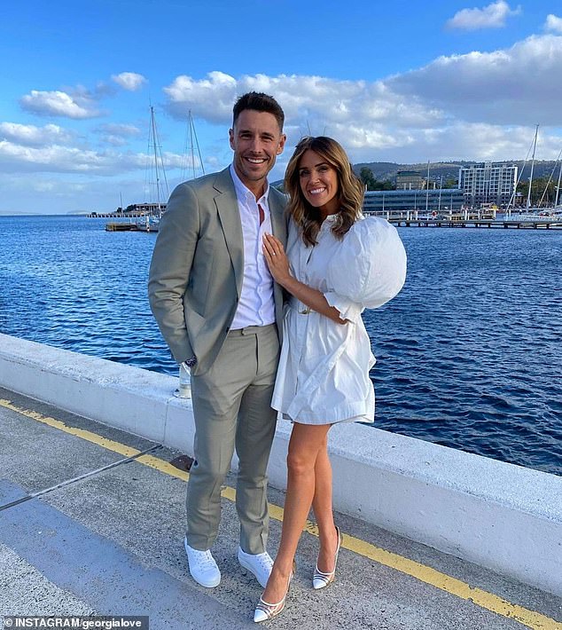 Still happy: The only couple to have survived The Bachelorette are Georgia Love and Lee Elliott (both pictured) who married in March last year