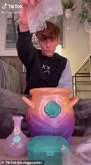 After the user taps a wand on the cauldron, mist comes out and there are lights and sounds