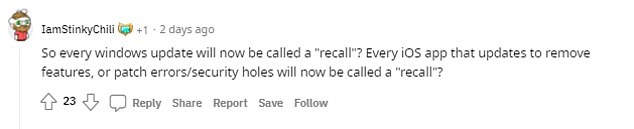 Tesla owners on Reddit were upset at articles calling the software patches "recalls", which is the term officially used by US safety regulators