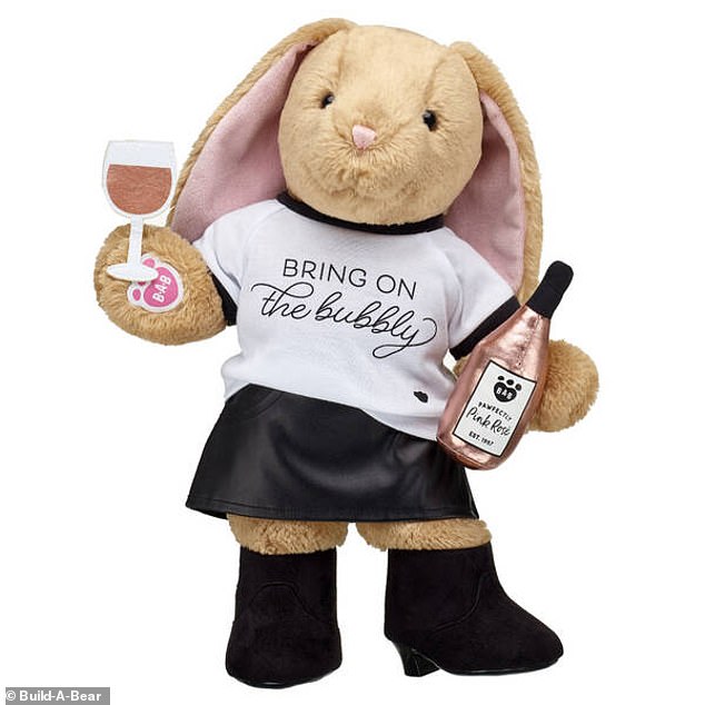 Two different Pawlette™ Bring on the Bubbly Gift Sets include 'Bring on the bubbly' T-shirts. One has a bottle of rosé and a full glass