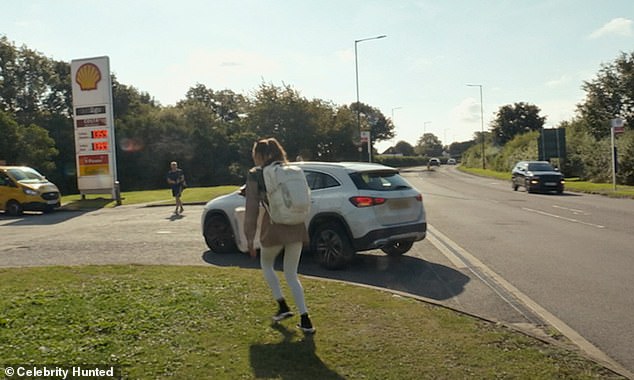 Ride: The Vivienne and Chloe then exclaim 'On my God!' as they are picked up by a white vehicle with a driver and passenger