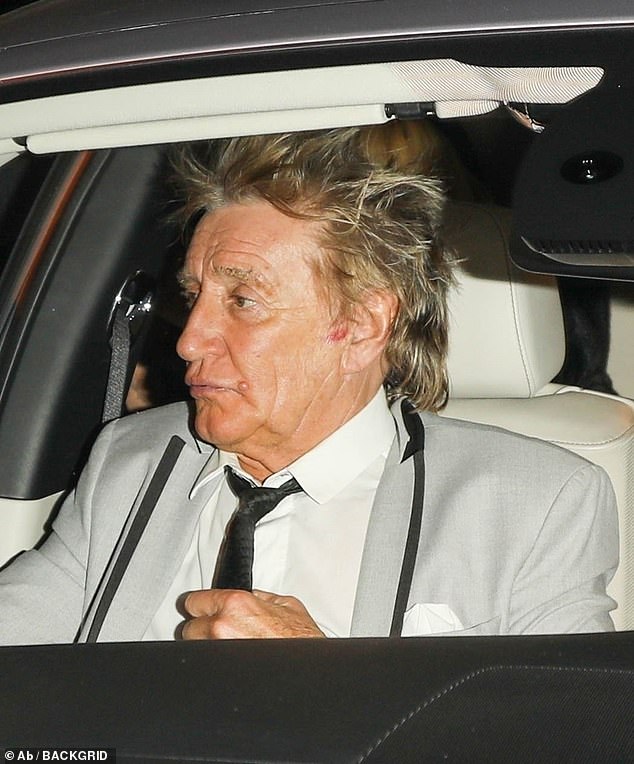 Quick exit: As he made his exit, Rod appeared to have a red blemish on the left side of his face near his ear