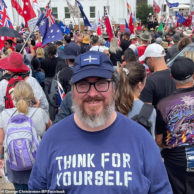 Queensland LNP MP George Christensen (pictured) was at the anti-vaxxer protest in Canberra