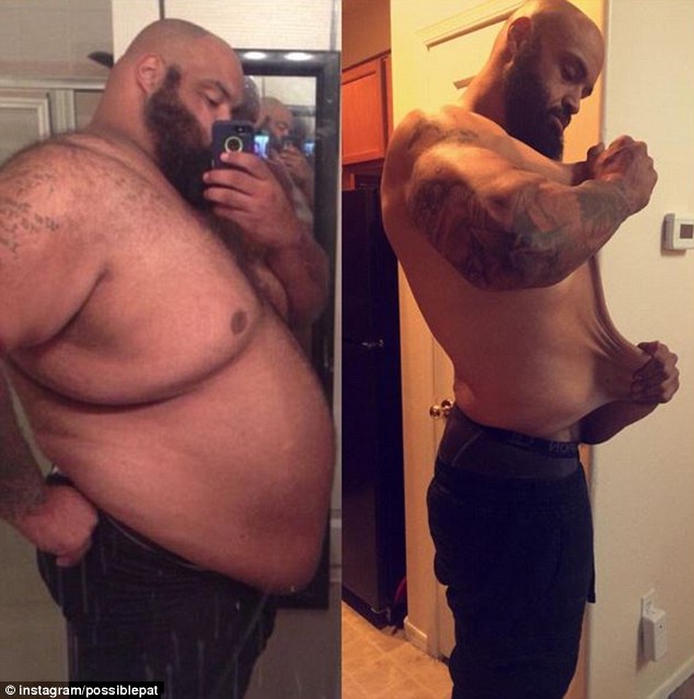 Pasquale 'Pat' Brocco, 31, lost more than 300 pounds after he threw away all his food and forced himself to walk to the Walmart one mile away and back any time he wanted a meal 