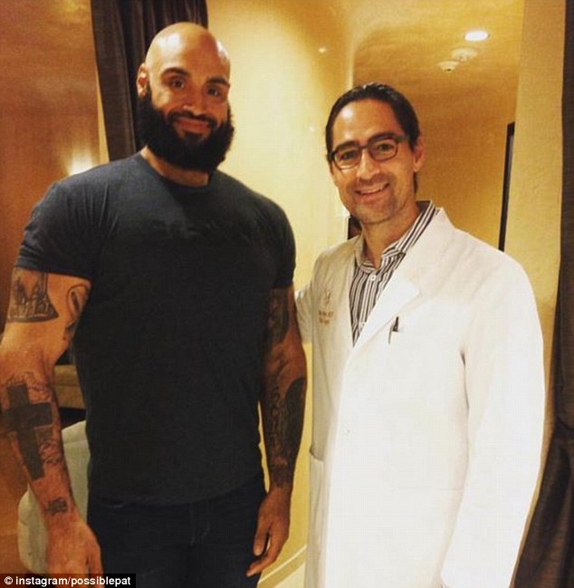 Brocco (pictured with the doctor who removed his excess skin) said he wants to show people that they can change - they just have to believe in themselves 