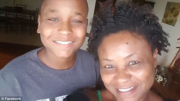 The teen (left with his mom right) quickly apologized for his remarks, but refused to say sorry for staying seated. But he then tried it a second time, so Alfano tried to physically drag him up