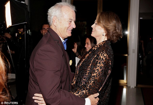 The comedian Bill Murray greeted fellow actor Sigourney Weaver as he arrived to receive the 19th annual Mark Twain Prize for American Humor 