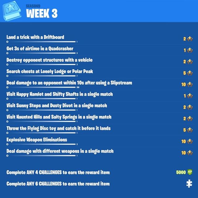 Fortnite Season 9, Week 3 Leaked Challenges